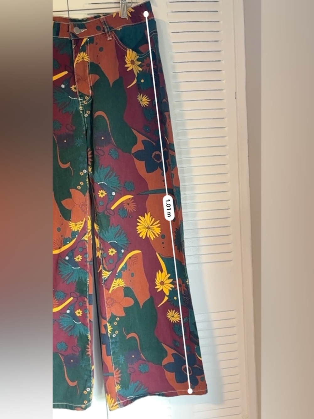 KCGH Retro Floral Wide-Leg Pants – Bold 70s Statement | Size XL - Picture 12 of 12